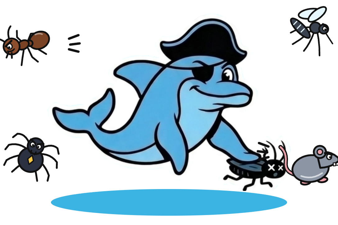 Treasure Pest dolphin chasing pests away